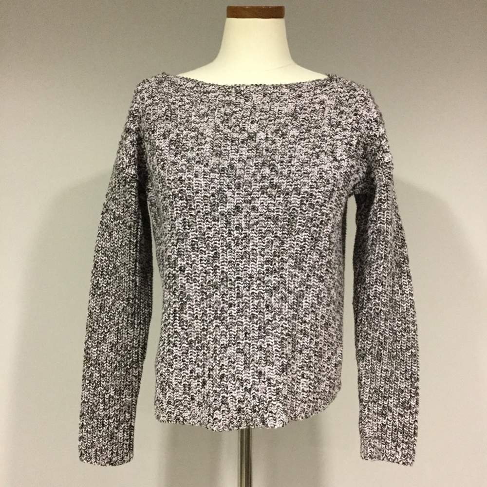 Pink & Black Cropped Knit Long Sleeve Sweater, SP